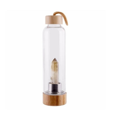 Water Bottle, Glass & Bamboo, Crystal Infused Elixir