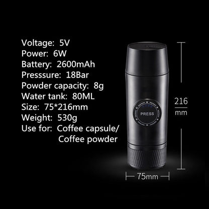 Rechargeable Espresso Machine. Coffee Powder/Capsule, Dual-Use