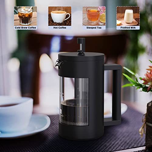 French Press, Coffee Maker, Plastic Glass, Tea And Frothed Milk Press