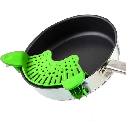 Pan Pot Strainer, Silicone, Anti-spill Clip