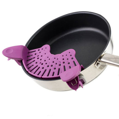 Pan Pot Strainer, Silicone, Anti-spill Clip