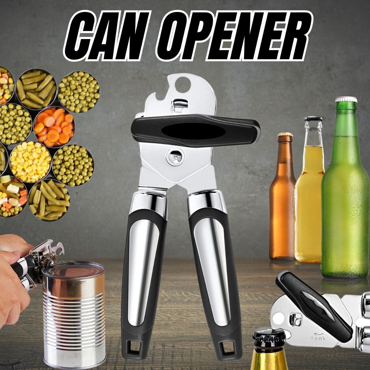 Can Opener, Stainless Steel, Manual, Heavy Duty