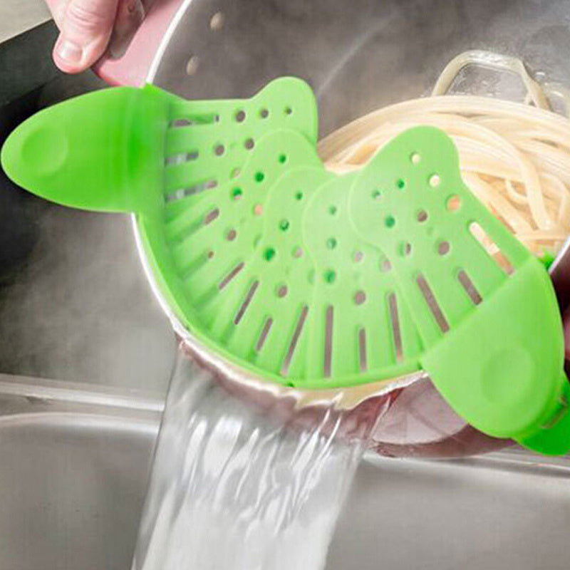 Pan Pot Strainer, Silicone, Anti-spill Clip