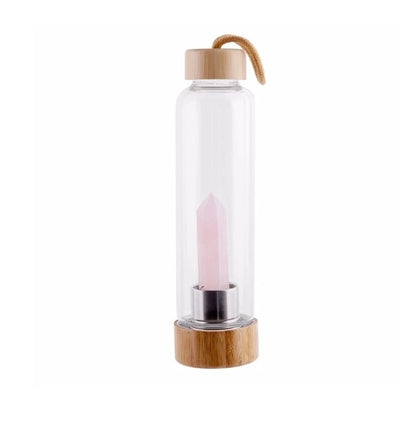 Water Bottle, Glass & Bamboo, Crystal Infused Elixir