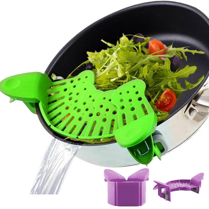 Pan Pot Strainer, Silicone, Anti-spill Clip