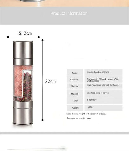 Salt Pepper Grinder, Stainless Steel, Adjustable Ceramic