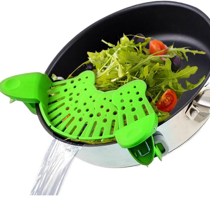 Pan Pot Strainer, Silicone, Anti-spill Clip