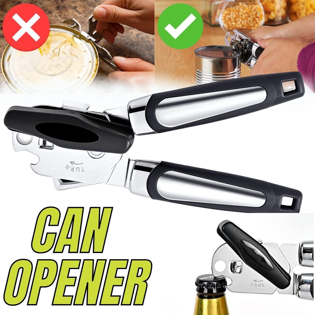 Can Opener, Stainless Steel, Manual, Heavy Duty